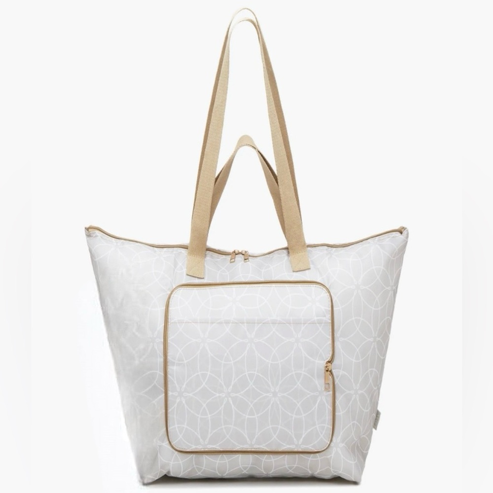DSW Silver Patterned Zip Up Tote Bag